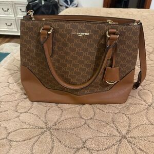Karl Lagerfeld Brown Monogram Satchel